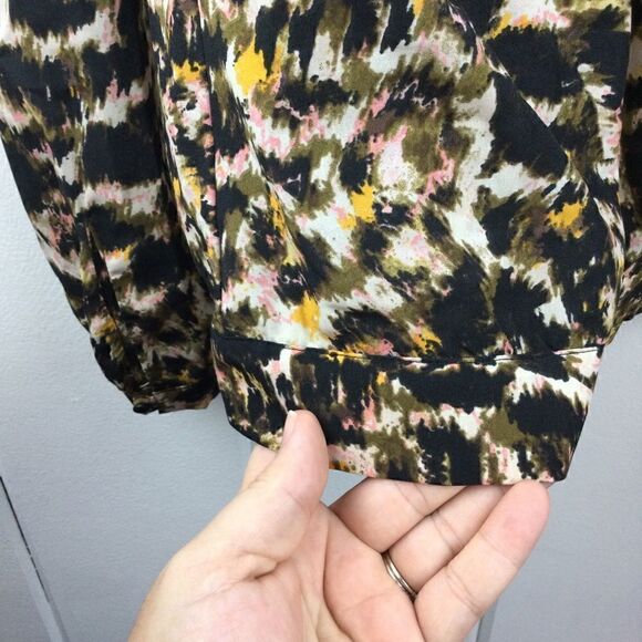 Patterson J. Kincaid Leopard Wrap Top, Leather Trim & Buttons, Size Medium - Picture 11 of 15